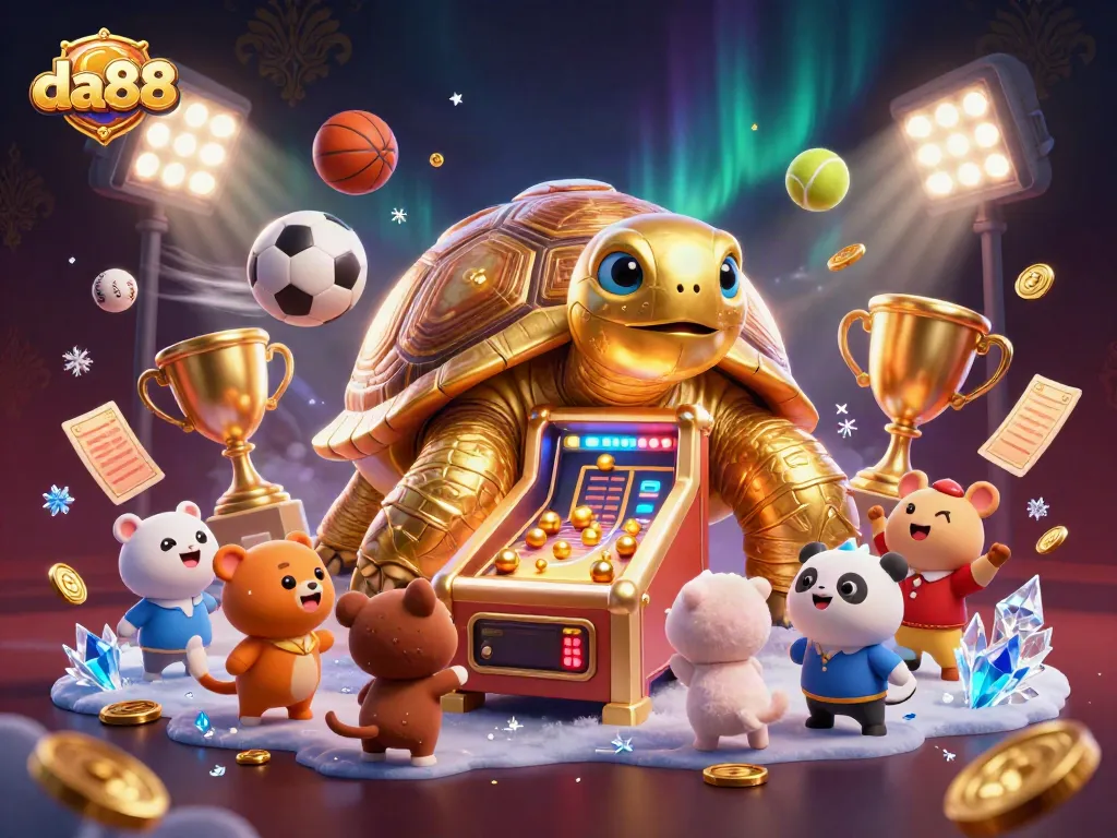 Experience thrilling action at da88 casino with dynamic sports and game elements in a vibrant scene.