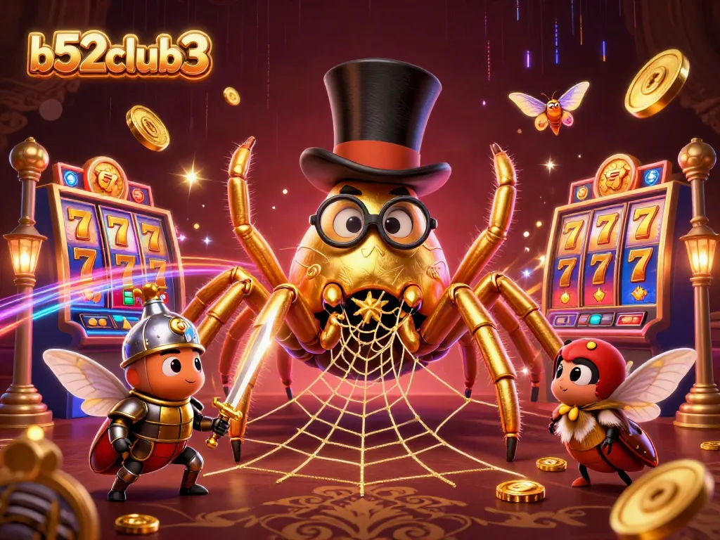 B52Club3 presents an exciting 3D illustration showing vibrant slot games, highlighting thrilling jackpots.