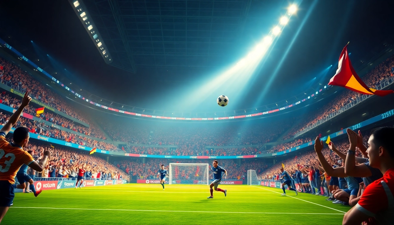 Exciting live football match scene showcasing vaoluoitv's vibrant community and passionate fans.