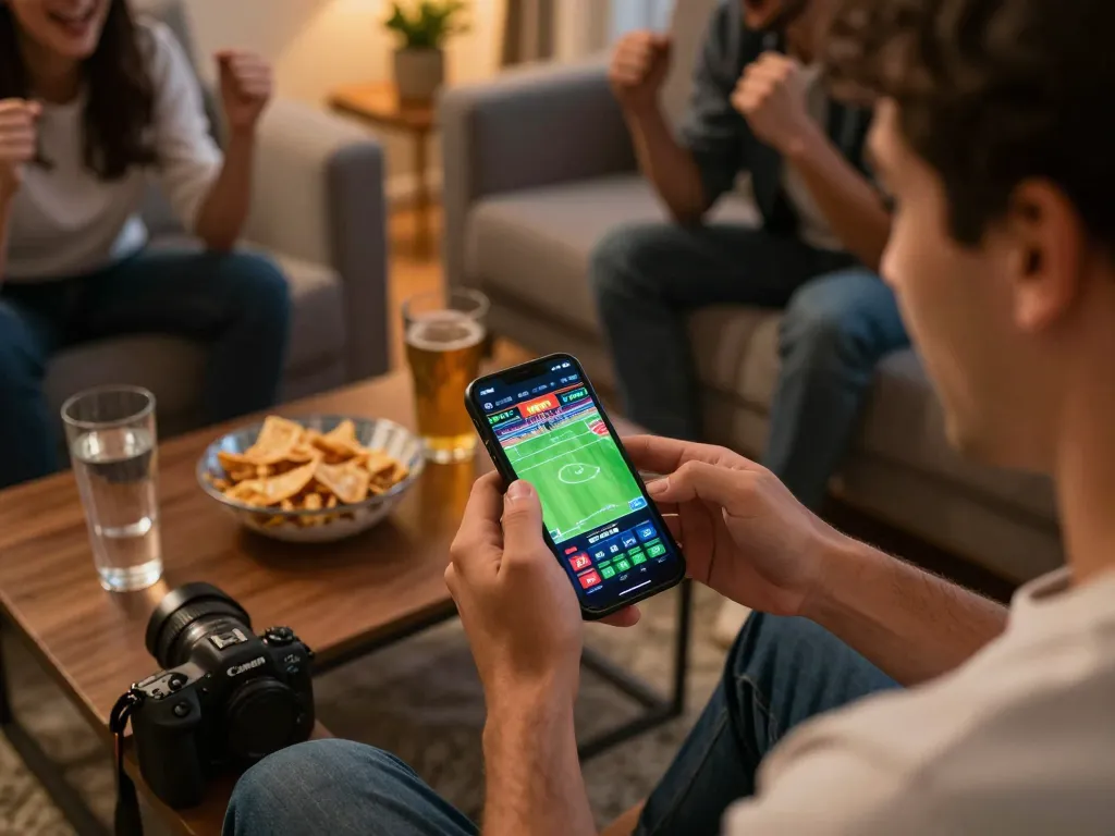 Betting on live sports with gem88 app during exciting game night.