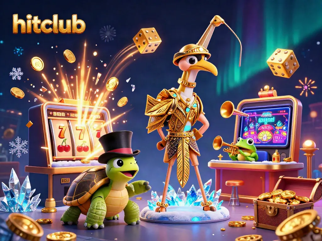 Experience the excitement of hitclub with a vibrant casino illustration featuring fun characters and game elements.