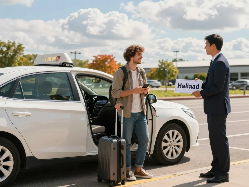 Airport transfer service welcoming travelers at Halifax Airport with a professional driver and luxury taxi.
