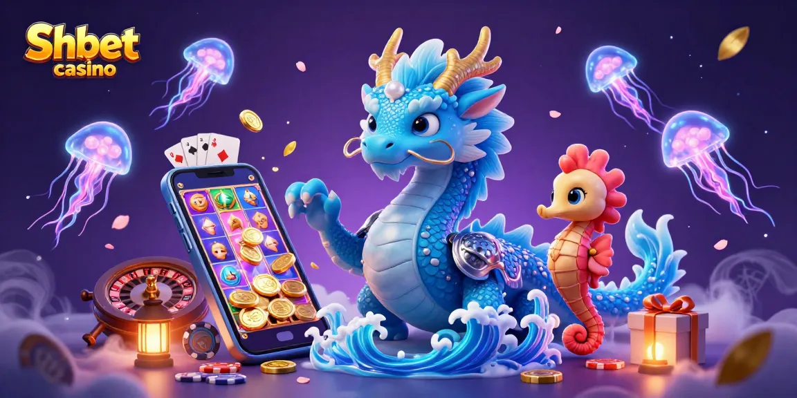 Engaging scene of Shbet casino featuring a majestic dragon, seahorse knight, and vibrant slot elements.