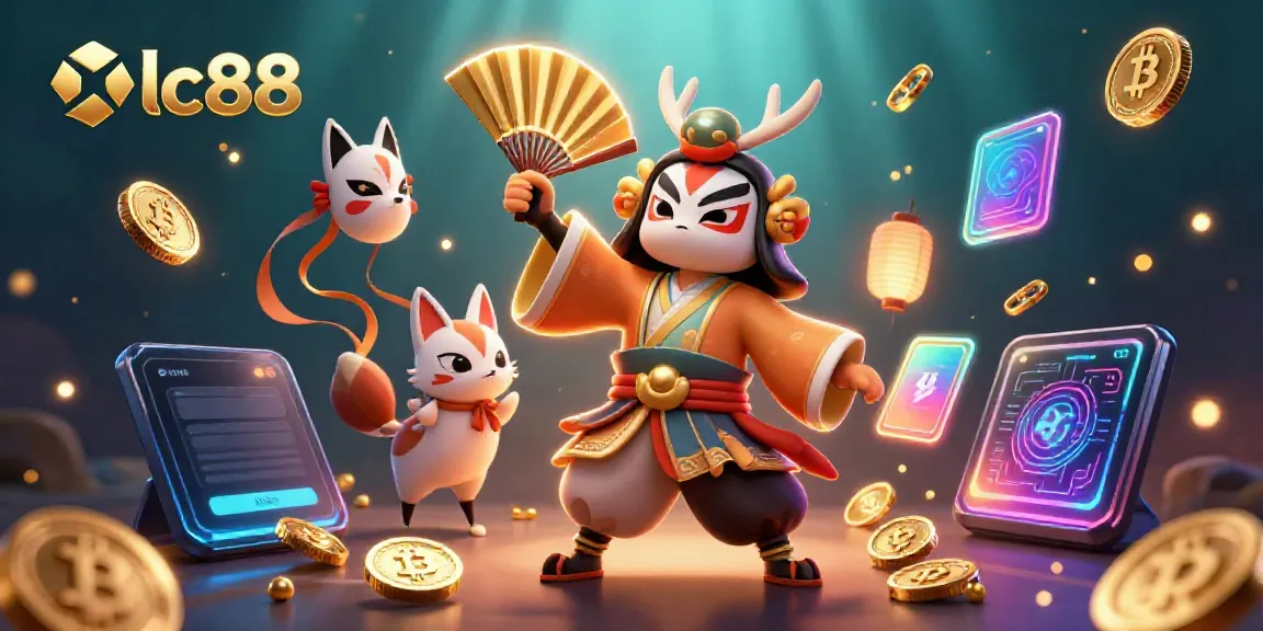 Experience thrilling lc88 gameplay with vibrant 3D characters surrounded by dynamic crypto elements.
