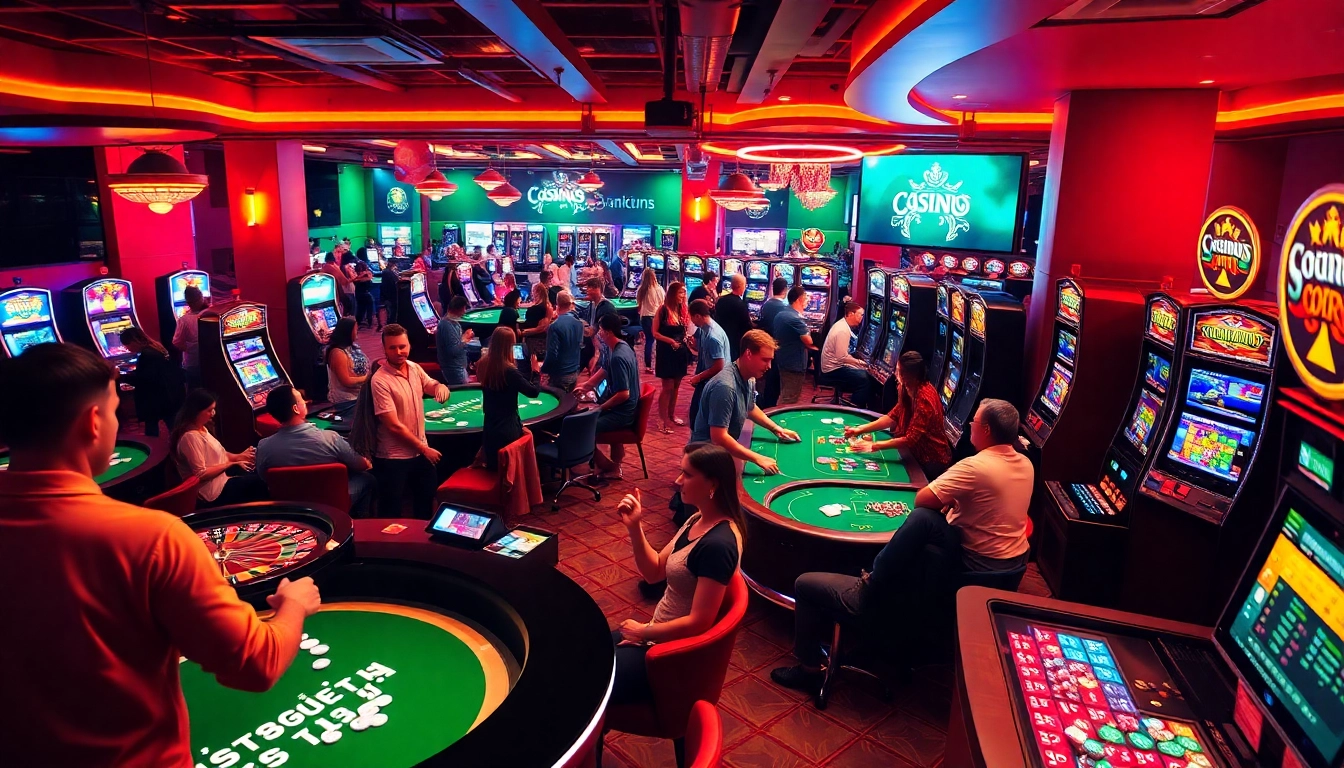 Experience the thrill of casinon utan BankID with players at vibrant casino tables, winning big with chips and cards.