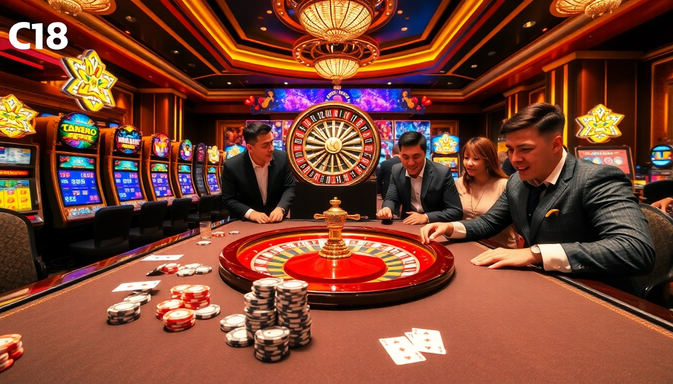 C168 online casino experience with vibrant slot machines and engaging poker games.