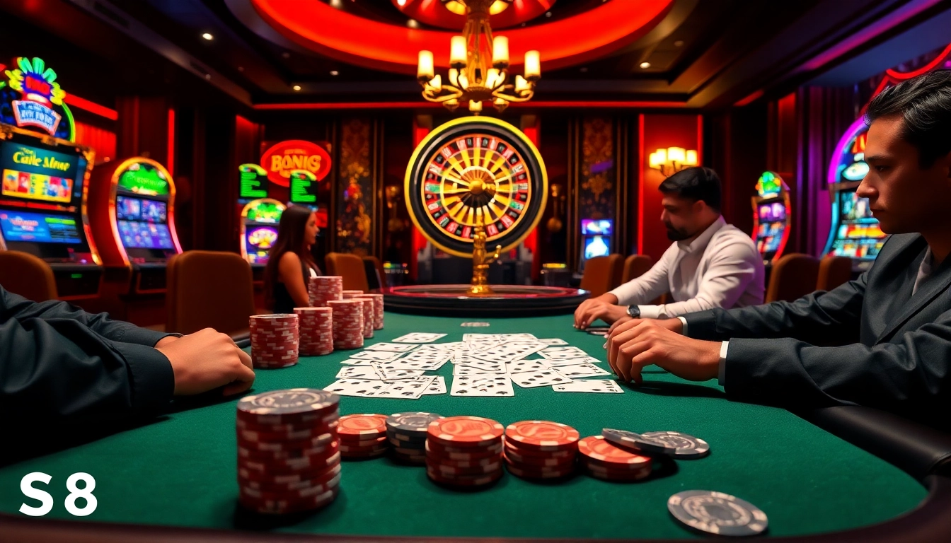 Winning player at S8 casino table, showcasing excitement and tactics in high-stakes poker.