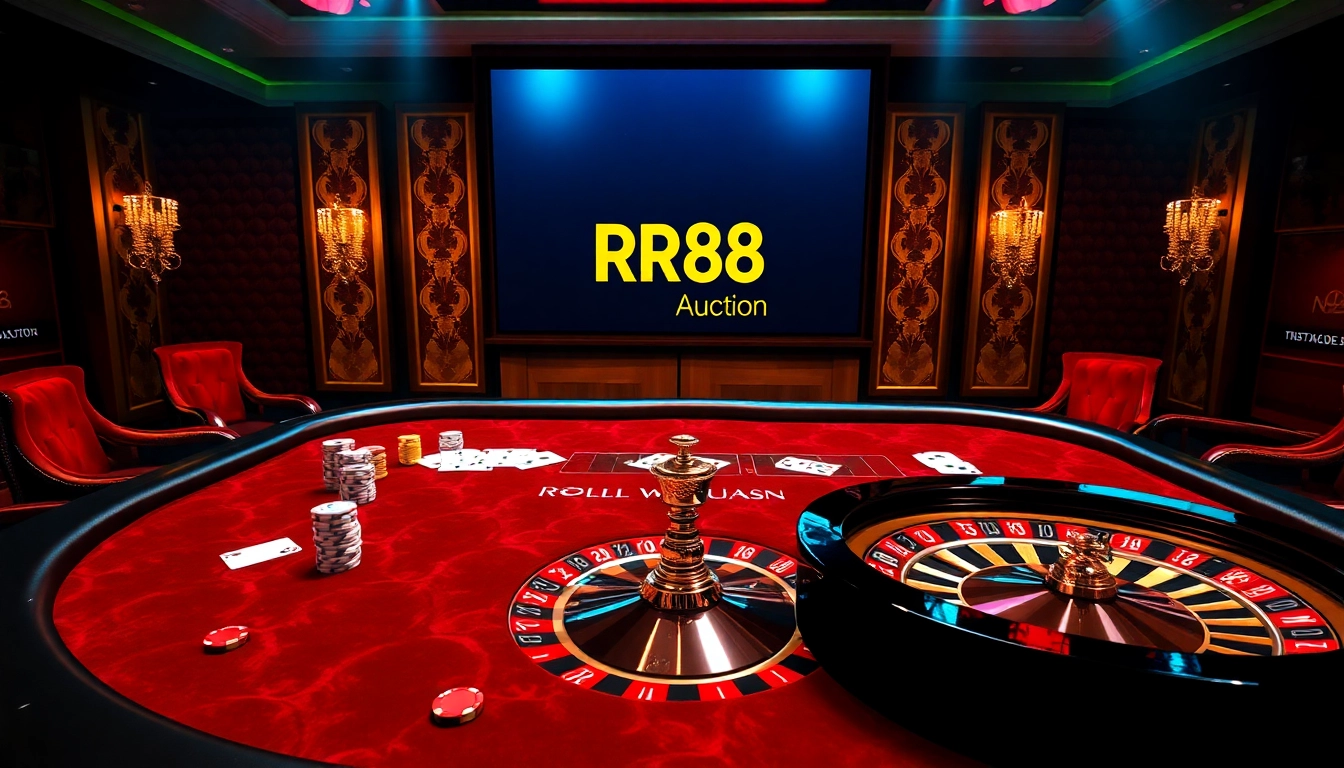 Experience the thrill of RR88 Auction with vibrant casino gaming tables and dynamic action.