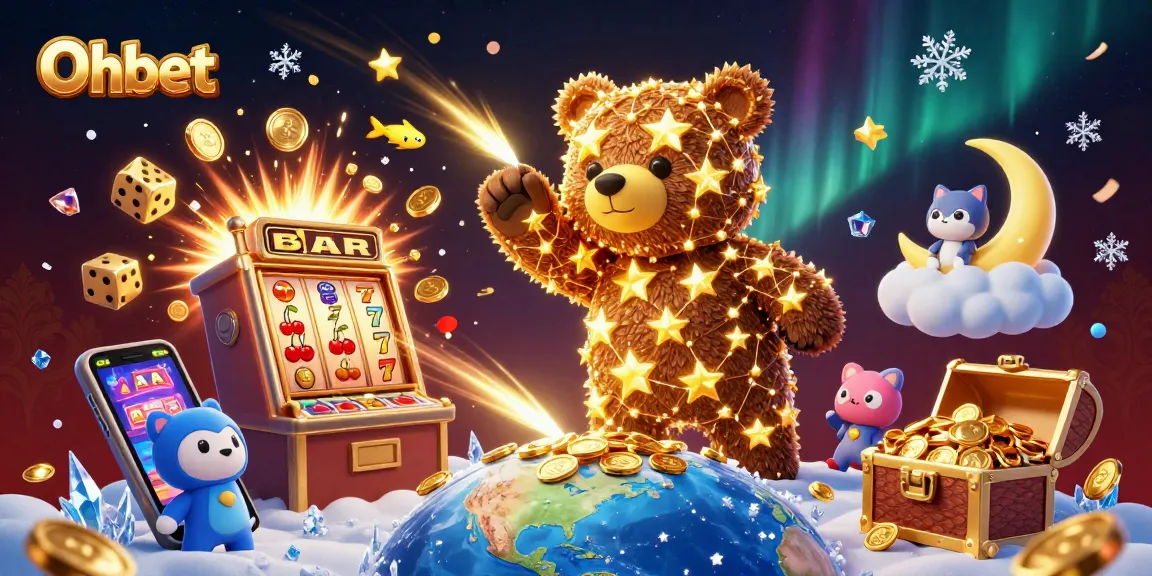 Oxbet delights players with a vibrant 3D scene of golden stars, jackpot thrills, and casino excitement.