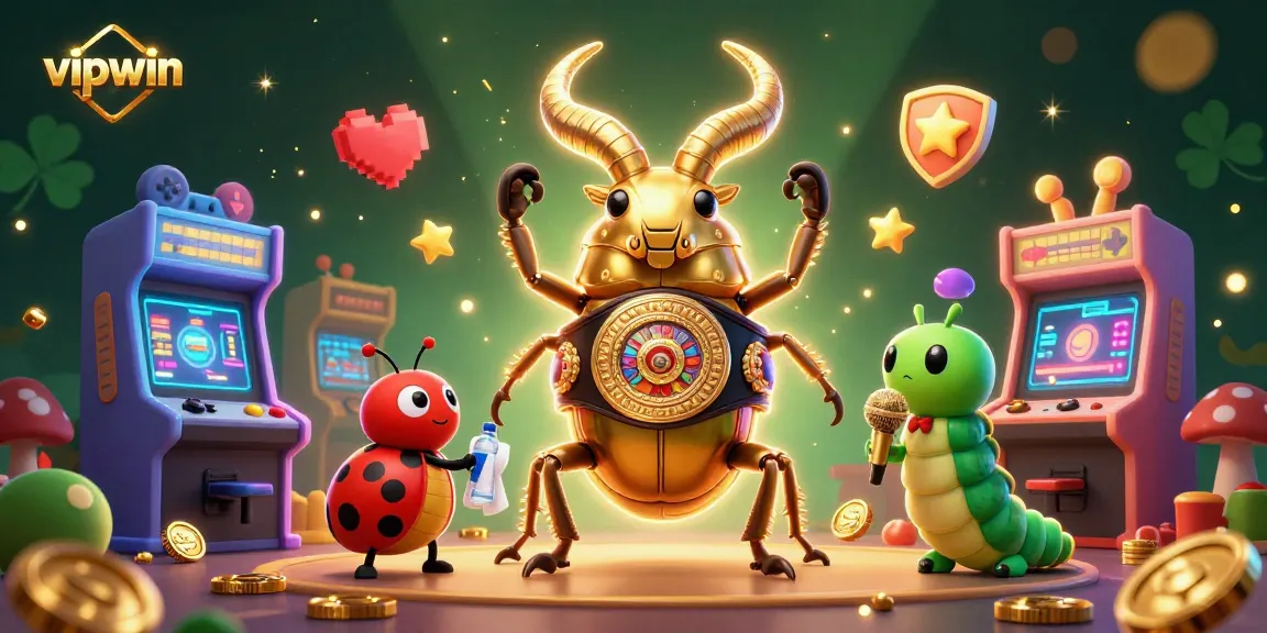 Engage with vipwin's thrilling golden stag beetle boxing scene, filled with colorful casino elements.