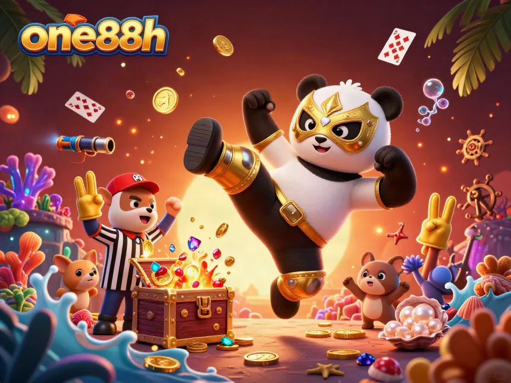 Experience thrilling excitement at one88h with a lively casino game scene featuring animated characters and vibrant elements.