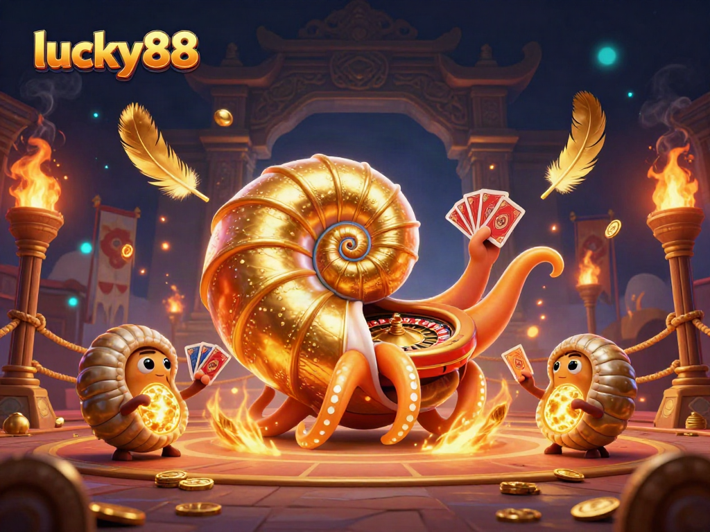 Engage in thrilling gaming adventures with lucky88's giant nautilus and glowing companions.