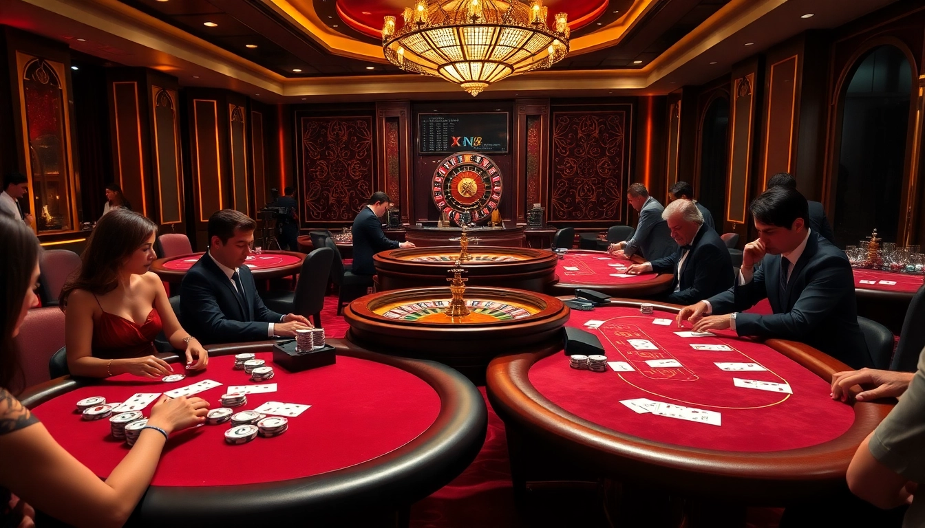 Experience high-stakes poker action at XN 88 in a luxurious casino setting.