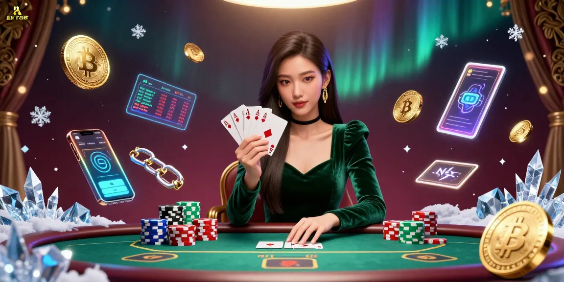 Bet88 offers an exciting poker scene with a stunning Asian woman showcasing her cards amidst vibrant casino elements.