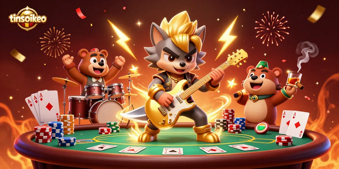 Experience thrilling action at tinsoikeo with a rock star wolf and energetic characters on stage.