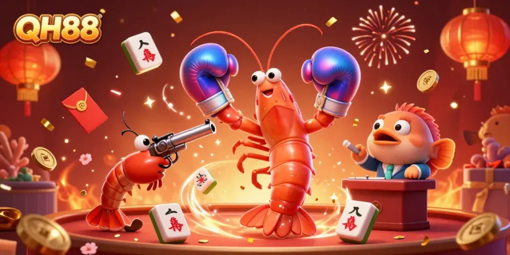 Experience excitement at QH88 with animated scene showcasing vibrant gambling atmosphere and lucky game elements.