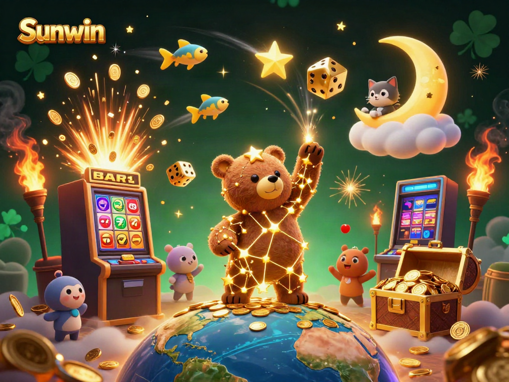Experience thrilling wins with Sunwin, featuring a constellation bear and jackpot excitement.