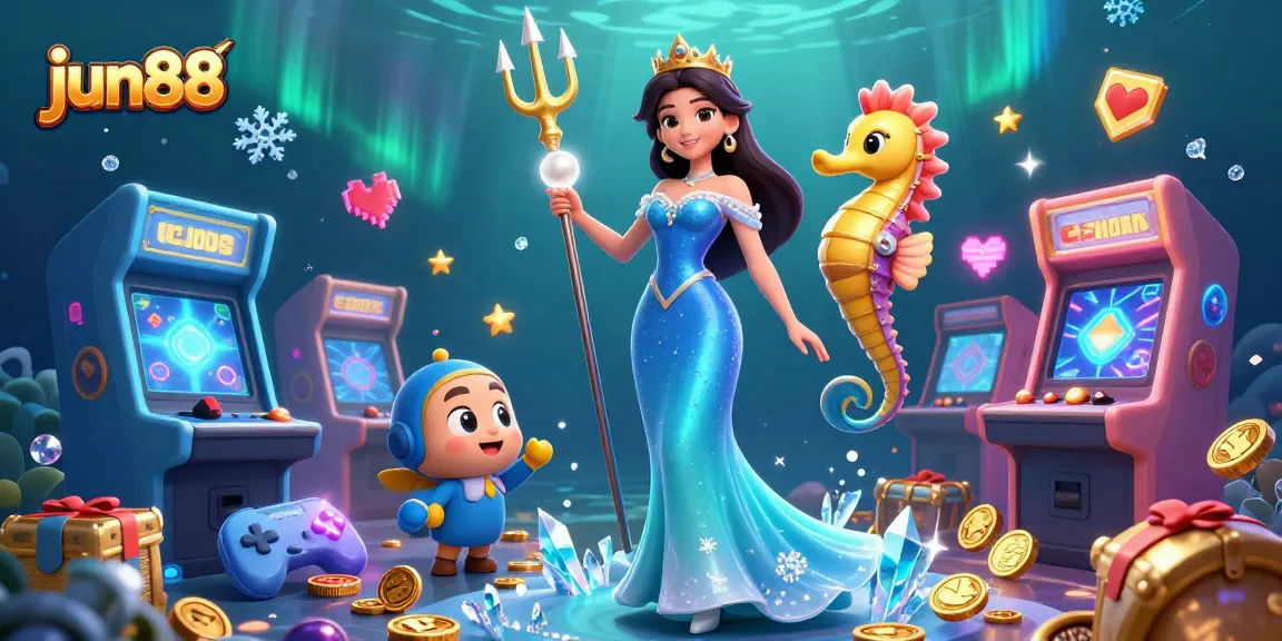 Immerse in Jun88's vibrant gaming world, featuring a sparkling casino scene with interactive elements and a semi-realistic heroine.