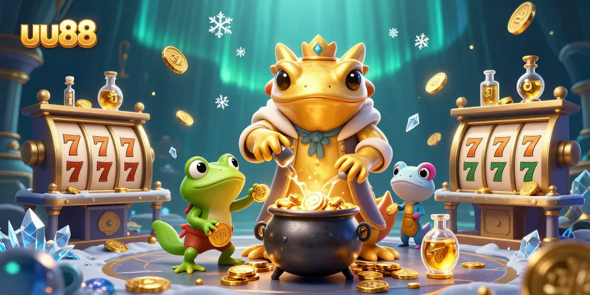 uu88 plays exciting slots with golden coins and characters in an engaging casino scene