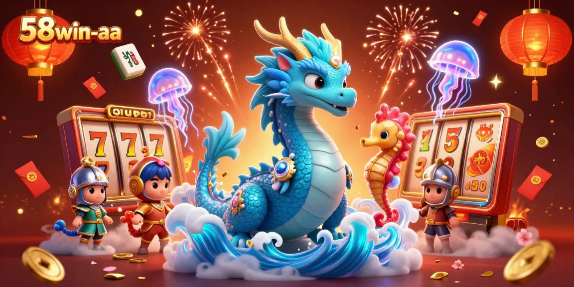 Engage with exciting gameplay at 58win-aa, featuring vibrant casino-themed 3D illustration.
