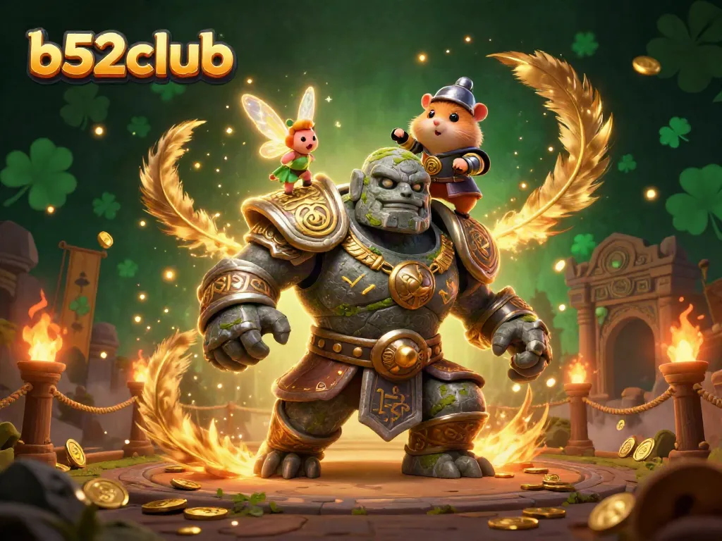Engage in high-stakes gaming with b52club’s vibrant 3D scene showcasing thrilling characters and casino elements.