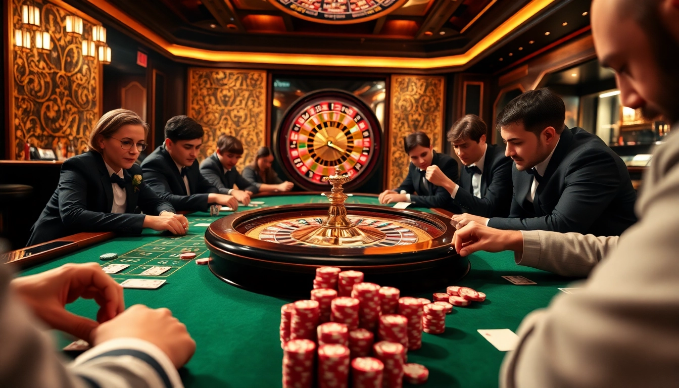 Engage in the excitement of tài 3.5/4 là gì at a vibrant casino table with players, cards, and chips.