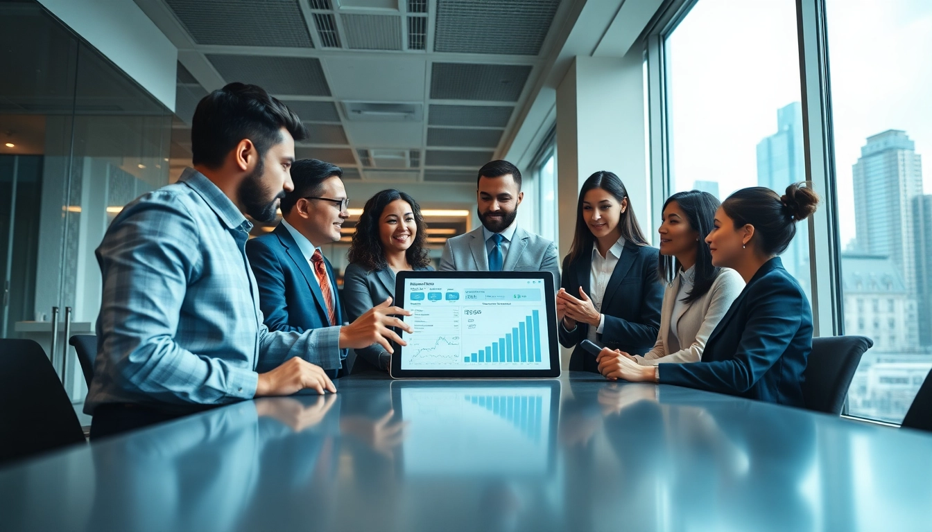 Corporate Tax Services discussion in a modern office, showcasing teamwork and professionalism.
