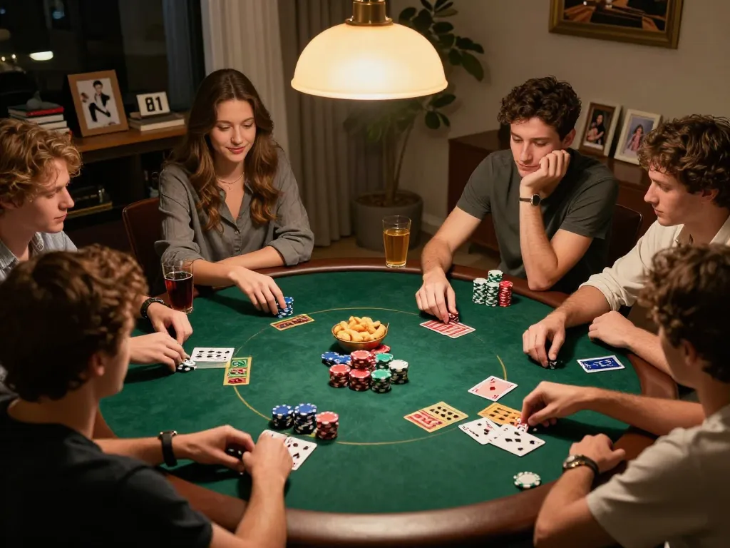 good88 players enjoying an exciting poker night at home with strategic gameplay and snacks