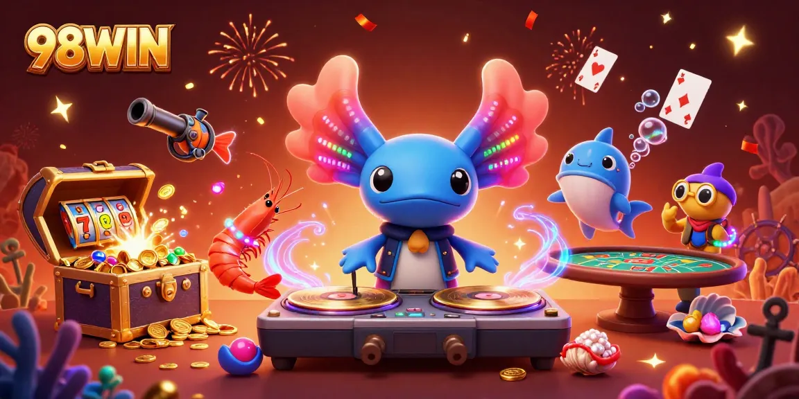 Engage in thrilling gameplay with 98WIN featuring vibrant underwater casino characters and elements.