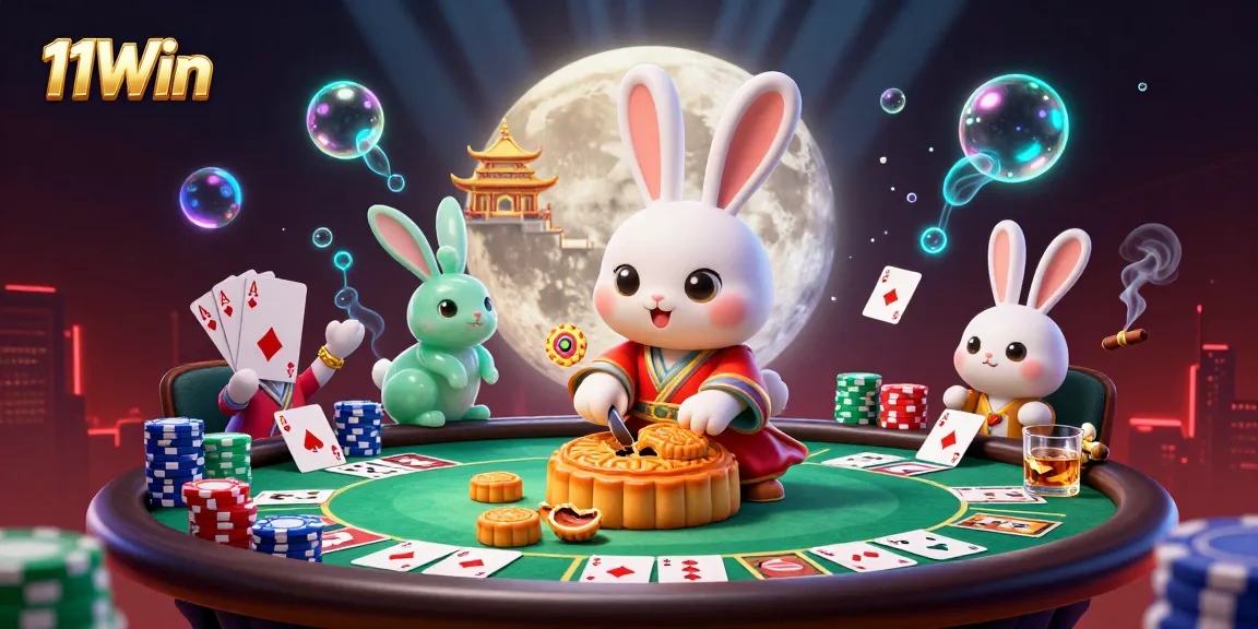 Experience 11Win online gaming with vibrant visuals featuring poker elements and fantasy.