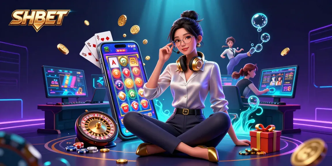 Experience thrilling SHBET gaming with this vibrant 3D digital illustration showcasing casino excitement.