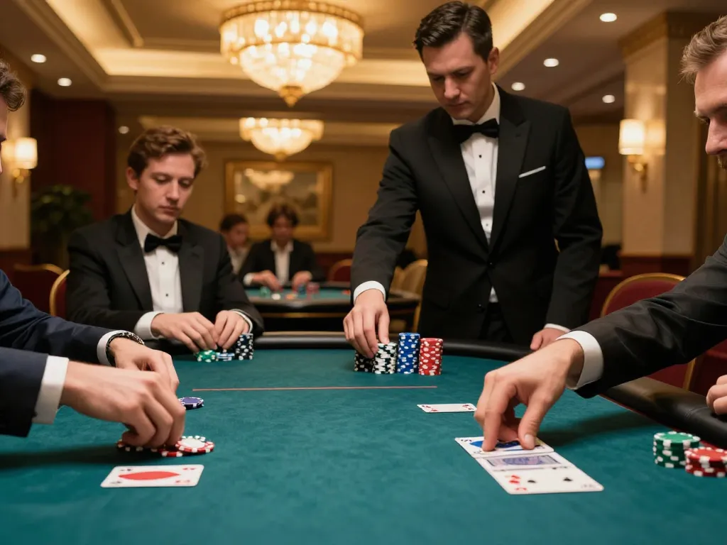 Engaged players at UU88 poker table analyzing hands under warm casino lighting