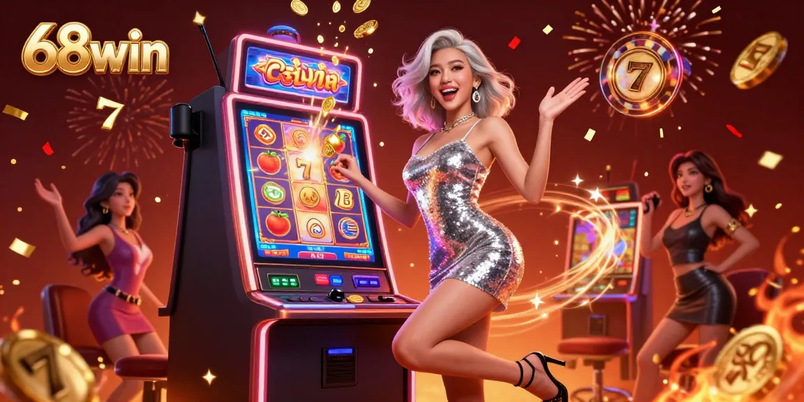Experience thrilling jackpots at 68win with vibrant slot machines and festive atmosphere.