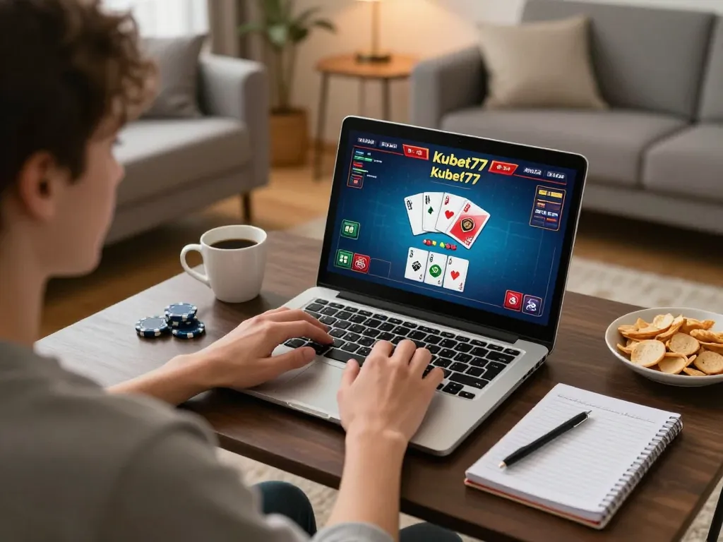 Engaging online casino experience with a player on kubet77, showcasing strategic gameplay and a relaxed atmosphere.