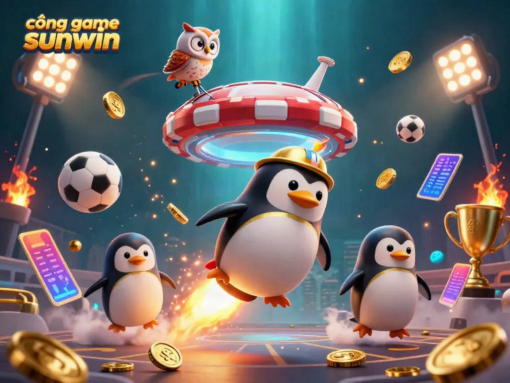 Experience thrilling gaming at cổng game sunwin with a vibrant, dynamic scene of gambling elements.