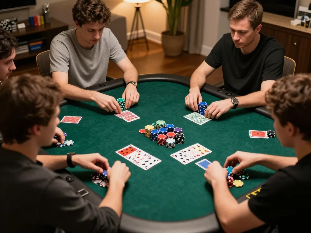 23winn players strategizing in an online poker game, showcasing social interaction and gaming excitement