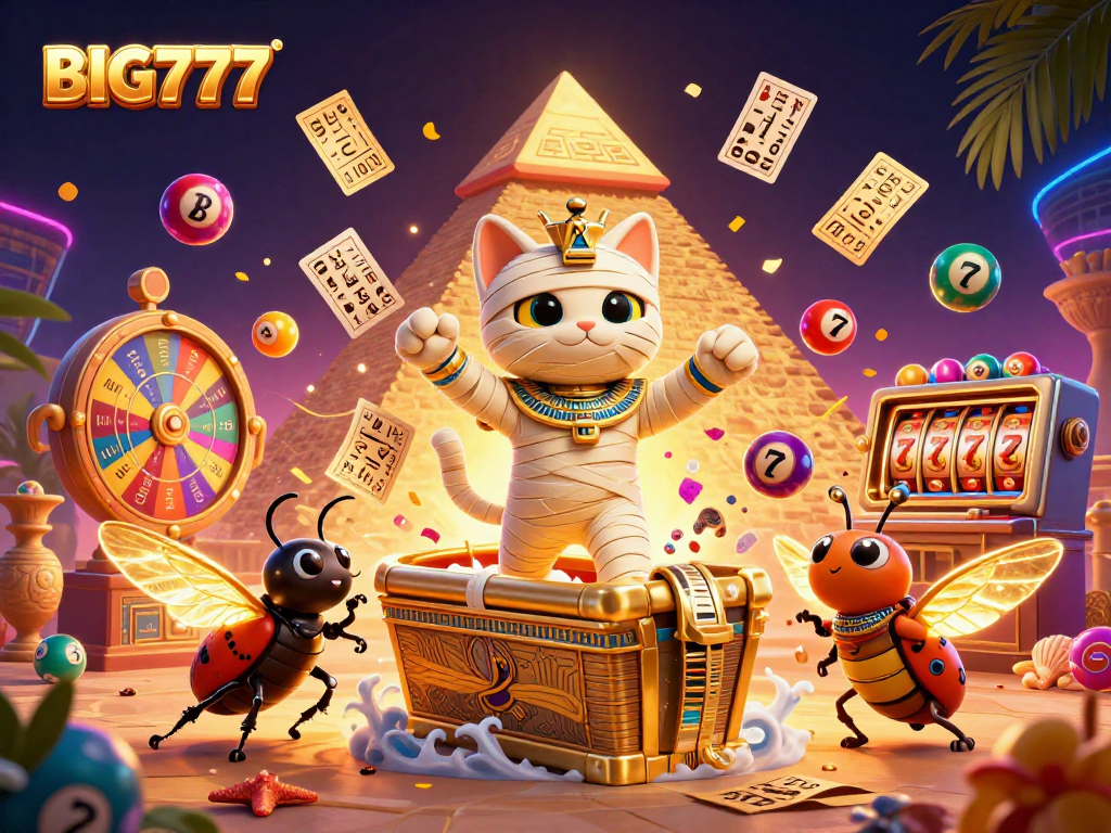 Join the action at BIG777 casino with a vibrant scene of Egypt-inspired gaming excitement.