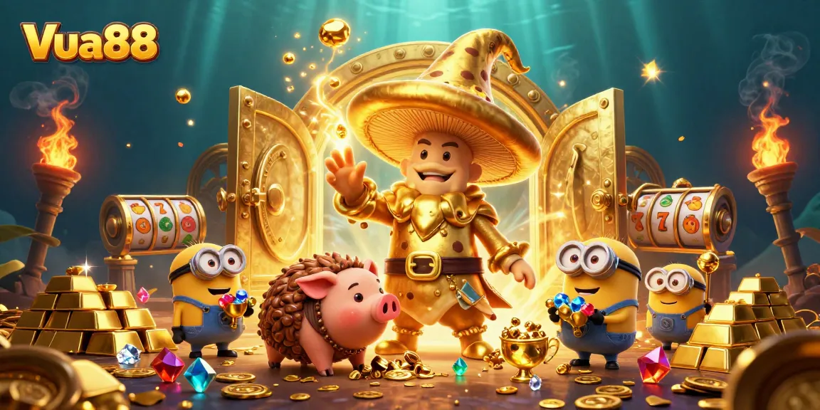 Experience the thrill of gaming with Vua88 as a golden mushroom wizard reveals treasures
