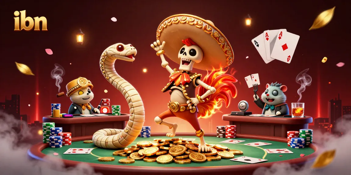 Engaging display of ibn, showcasing a vibrant casino scene with a dancing skeleton and game elements.