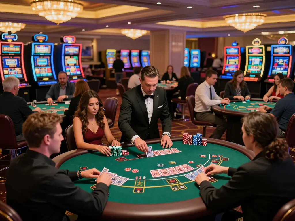 Players engage in intense blackjack gameplay at LC88 casino, showcasing vibrant atmosphere and immersive betting experience
