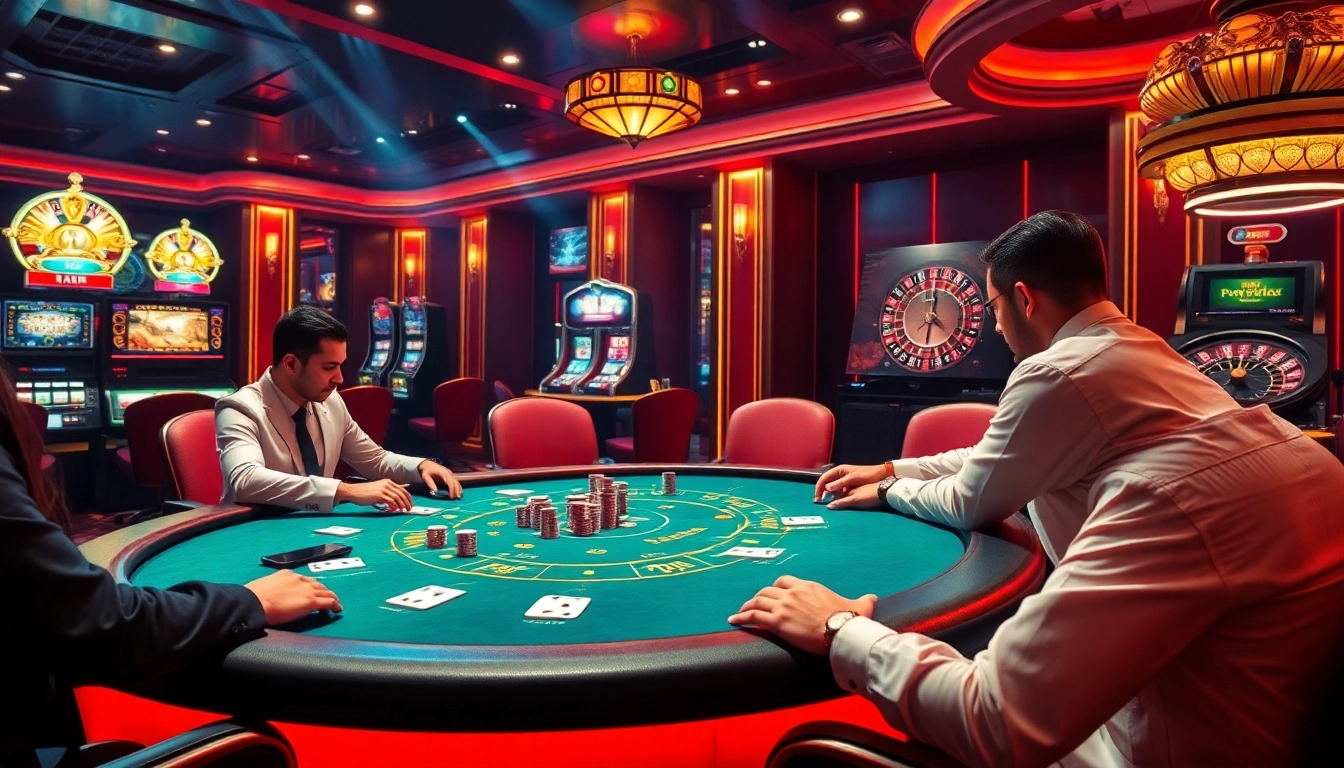 Experience the thrill of F8BET Poker at an upscale casino table, where players engage in high-stakes action.