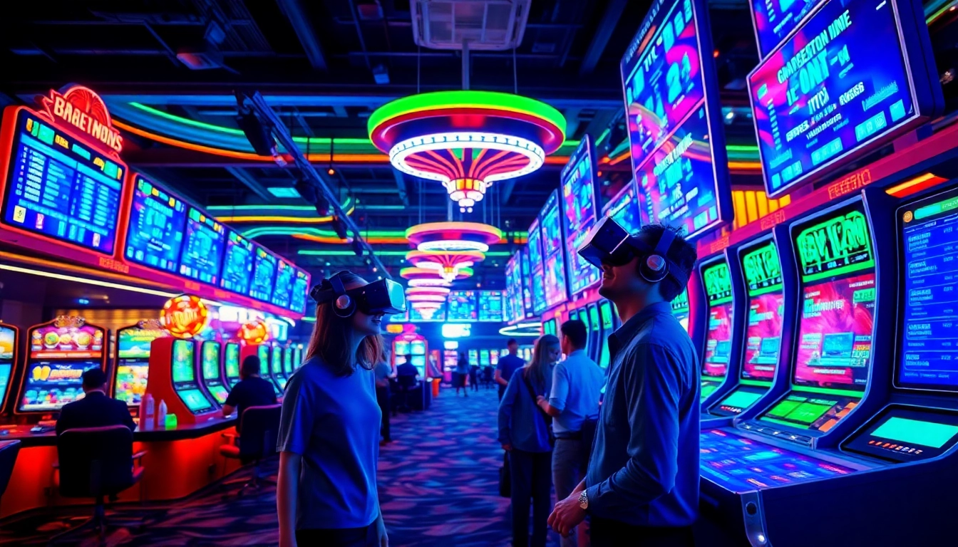 Engage with New Technology in an innovative casino environment featuring VR and gaming interfaces.