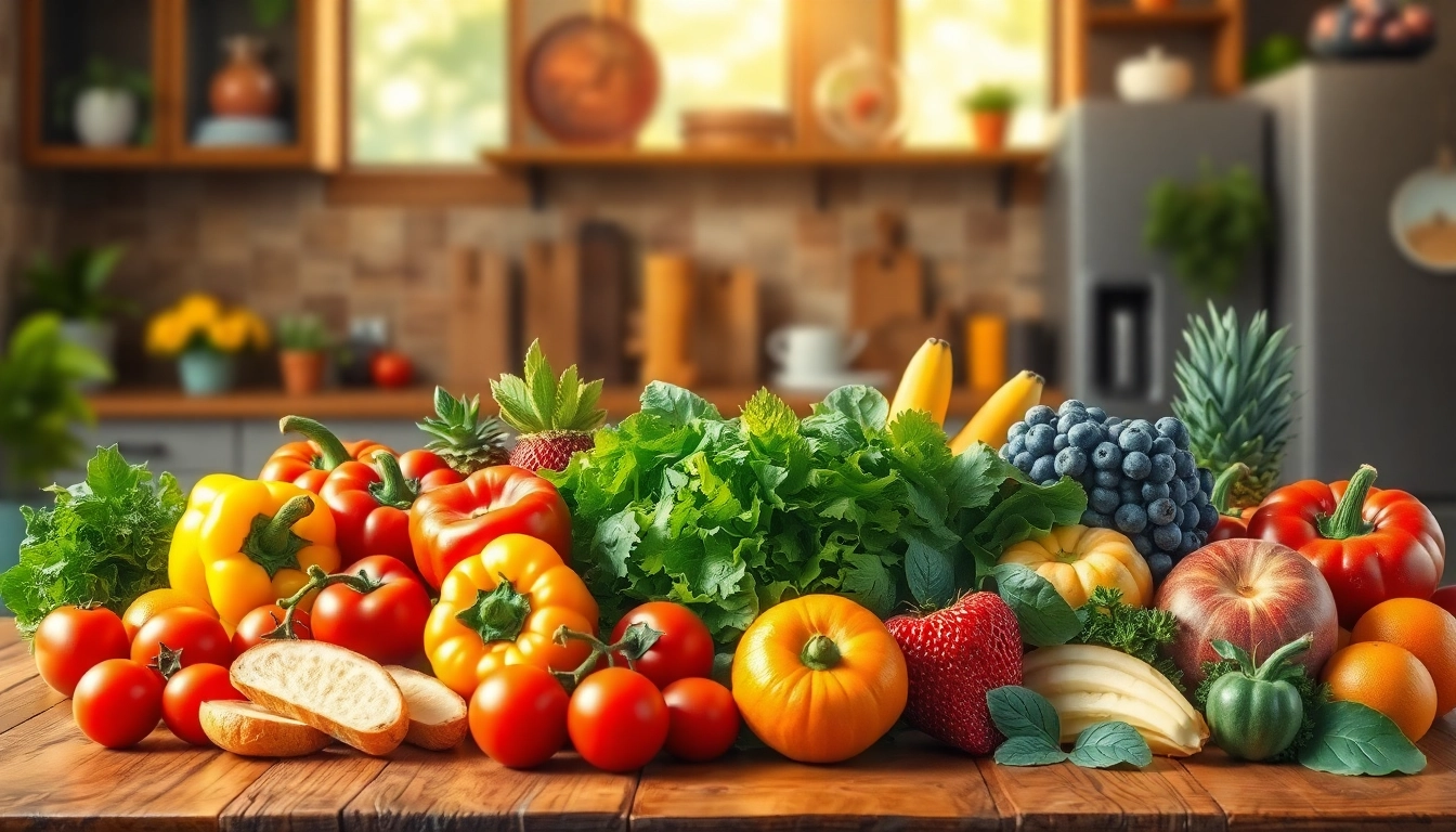 Assortment of colorful healthy food options showcasing fresh fruits and vegetables.