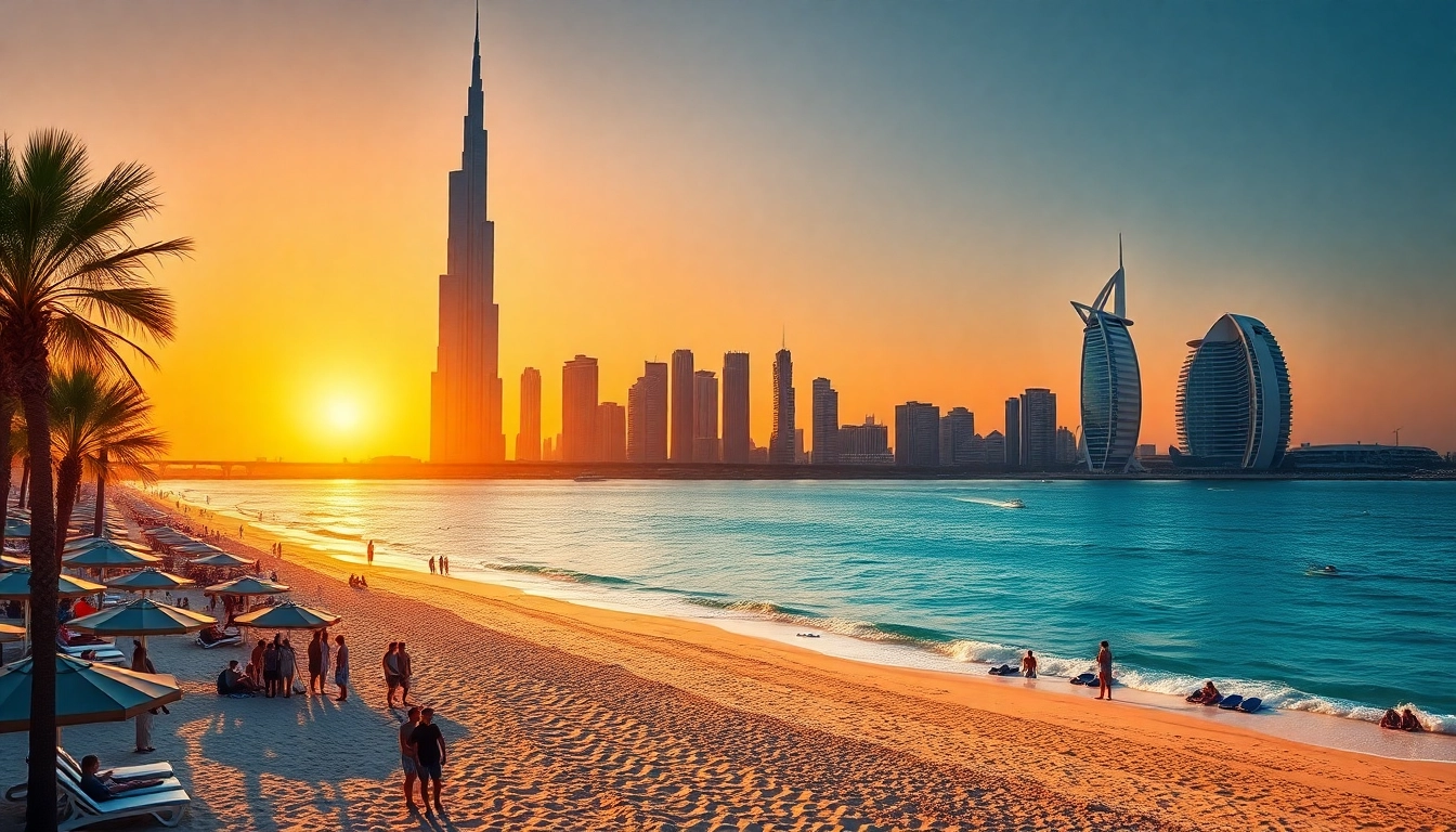 Experience the vibrant scene of Travel to Dubai with its stunning skyline and beach activities.