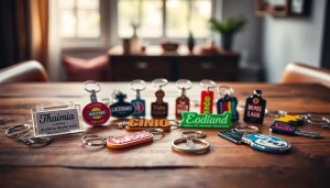 Discover unique customized keychains featuring vibrant designs and logos.