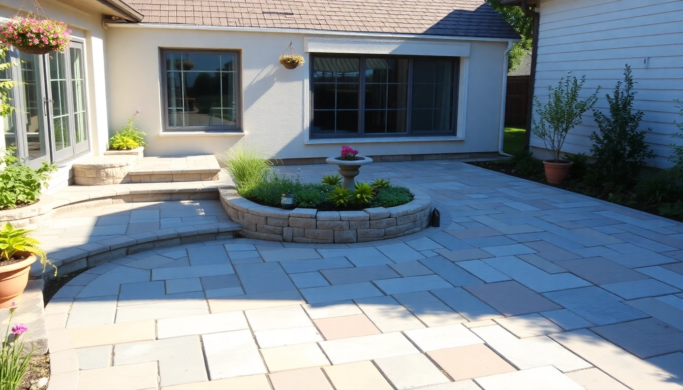 Beautiful patio showcasing premium paving slabs designed for durability and elegance.