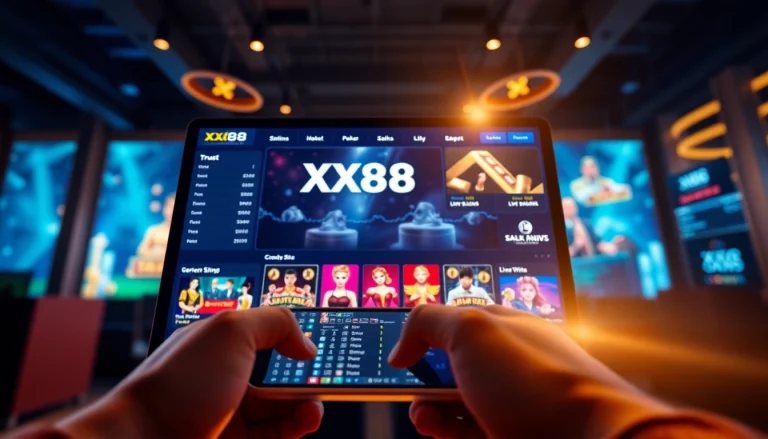 Engaging online betting interface of XX88 showcasing diverse games and technology.