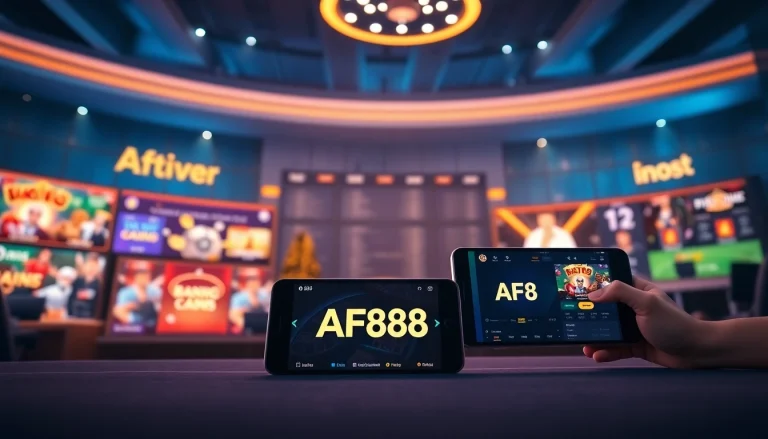 AF88 online betting platform showcasing casino games and sports betting options in a vibrant interface.