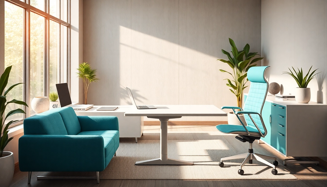 Ergonomic office furniture in a modern workspace creating a productive environment.