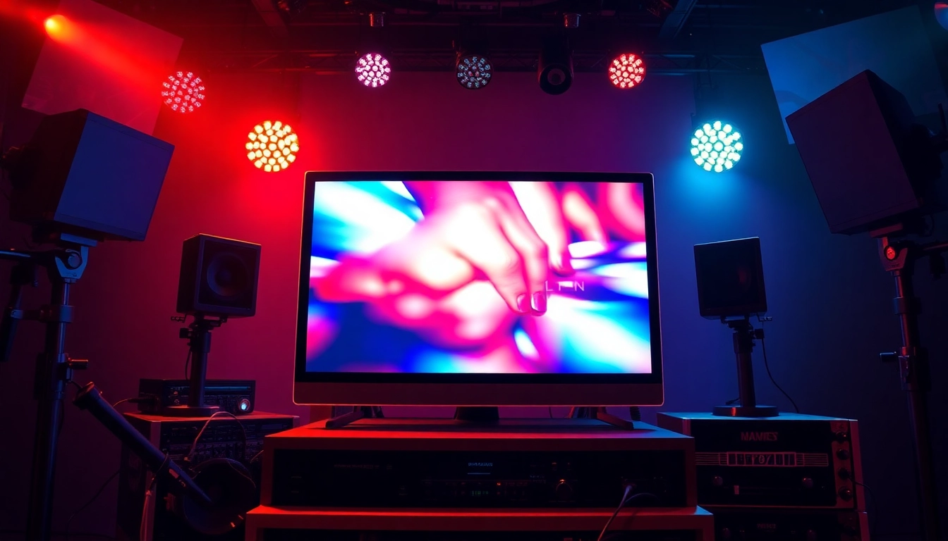 Iron tv in a professional broadcasting setup showcasing vibrant content and advanced technology.